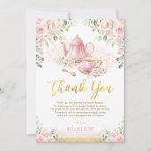 フローララブイズブルーイングブライダルシャワー茶パーティー サンキューカード (正面)