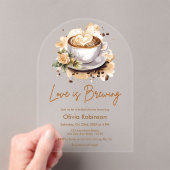 フローララブイズブルーイングブラウンコーヒーブライダルシャワー アクリル招待状 (インサイチュ (ポータブル))