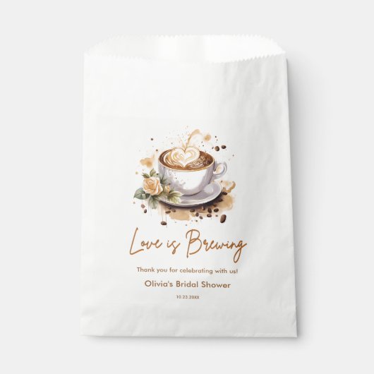 フローララブイズブルーイングブラウンコーヒーブライダルシャワー フェイバーバッグ (正面)