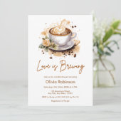 フローララブイズブルーイングブラウンコーヒーブライダルシャワー 招待状 (スタンド正面)