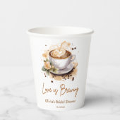 フローララブイズブルーイングブラウンコーヒーブライダルシャワー 紙コップ (裏面)