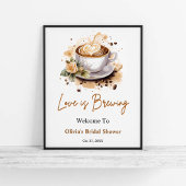 フローララブイズブルーイングブラウンブライダルシャワーウェルカム ポスター