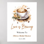 フローララブイズブルーイングブラウンブライダルシャワーウェルカム ポスター (正面)