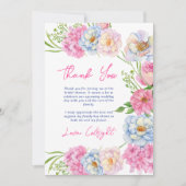 フローララブイン開花ピンク夏ブライダルシャワー サンキューカード (正面)