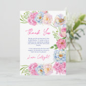 フローララブイン開花ピンク夏ブライダルシャワー サンキューカード (スタンド正面)