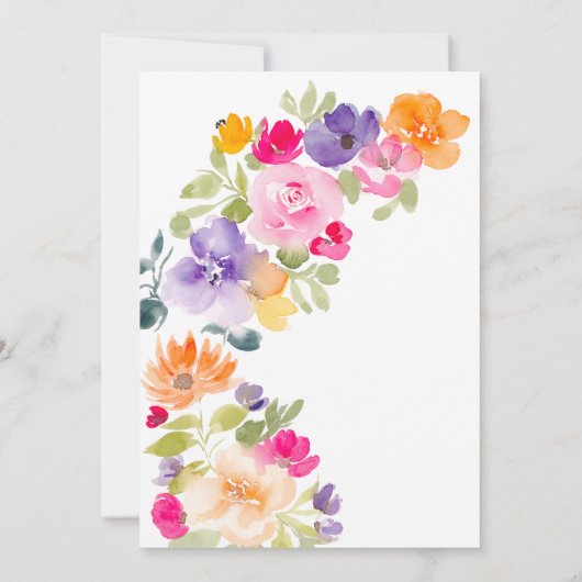 フローララブイン開花ピンク夏ブライダルシャワー 招待状 (裏面)