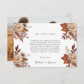 フローララブエレガントハートボホ秋の結婚式写真 サンキューカード (正面/裏面)