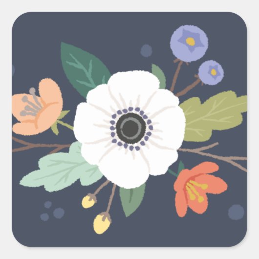 フローララブバレンタインデーのステッカー – Midnight スクエアシール (正面)