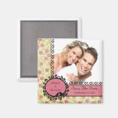 フローララブバード写真日付磁石を保存 マグネット (正面/裏面)