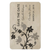 フローララブバード日付磁石を保存グレー マグネット (縦)