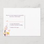 フローララブバード結婚式RSVP インビテーションポストカード (裏面)