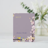 フローララブバード結婚式RSVP インビテーションポストカード (スタンド正面)
