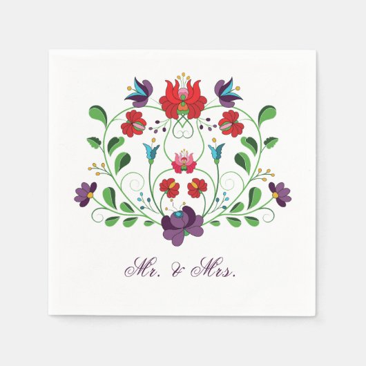 フローララブメッセージのハートのカスタマイズ スタンダードカクテルナプキン (正面)