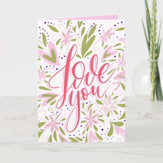 フローララブユーカスタム誕生日または任意の大事な行事 カード (正面)