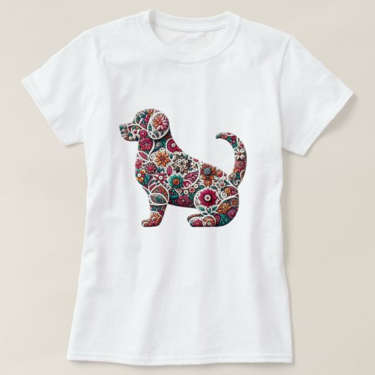 フローララブラドールシルエット Tシャツ (デザイン正面)