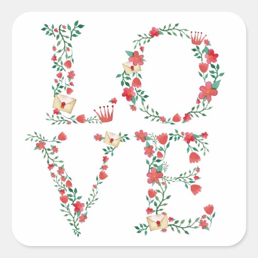 フローララブレターバレンタイン スクエアシール (正面)