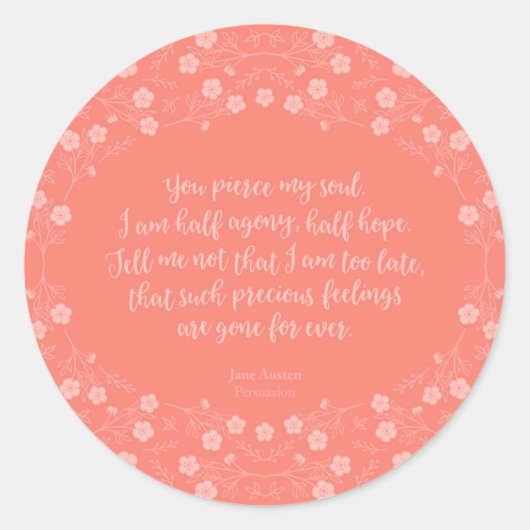 フローララブレター引用文説得ジェーン・オースティン ラウンドシール (正面)