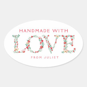 フローララブレター Made with Love 楕円形シール