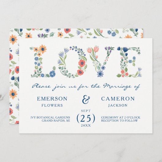 フローララブ結婚式招待状 招待状 (正面/裏面)