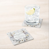 フローララベエレガントンホワイトガールベビーシャワー スクエアペーパーコースター (インサイチュ)