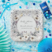 フローララベエレガントンホワイトベビーガールシャワー ペーパープレート (パーティー)