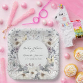 フローララベエレガントンホワイトベビーガールシャワー ペーパープレート (パーティー)
