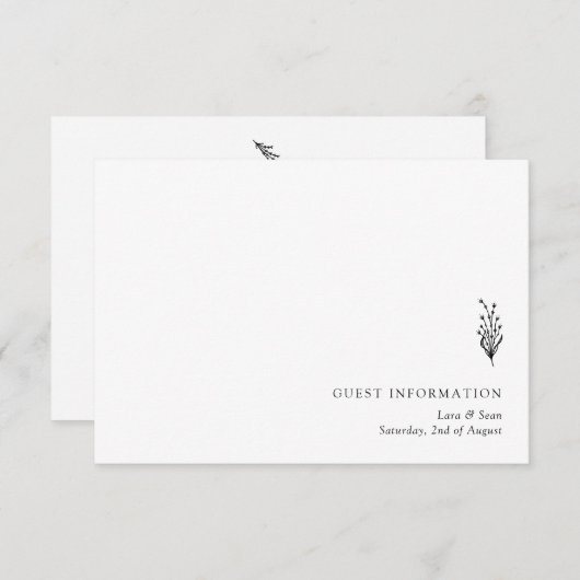 フローララベモダンンダミニマリスト白黒 エンクロージャーカード (正面/裏面)