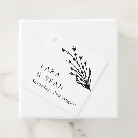 フローララベモダンンダミニマリスト白黒 フェイバータグ (インサイチュ)