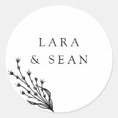 フローララベモダンンダミニマリスト白黒 ラウンドシール (正面)