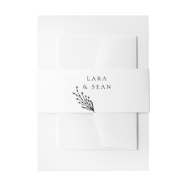 フローララベモダンンダミニマリスト白黒 招待状ベリーバンド