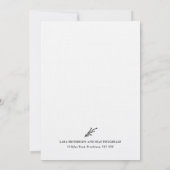 フローララベモダンンダミニマリスト白黒 招待状 (裏面)