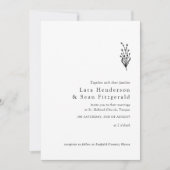 フローララベモダンンダミニマリスト白黒 招待状 (正面)