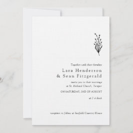 フローララベモダンンダミニマリスト白黒 招待状