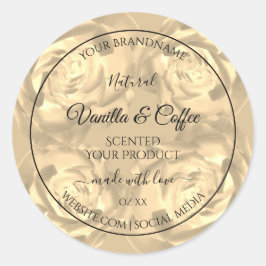 フローララベルベージュバラクリーム色 ラウンドシール