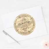 フローララベルベージュバラクリーム色 ラウンドシール (封筒)