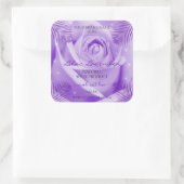 フローララベル紫バラとヤシ葉 スクエアシール (バッグ)