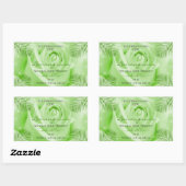 フローララベル緑のバラとヤシ葉 長方形シール (シート)