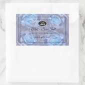 フローララベル薄い青のバラとロゴ 長方形シール (バッグ)