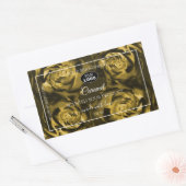 フローララベル黄色い茶色のバラとロゴ 長方形シール (封筒)