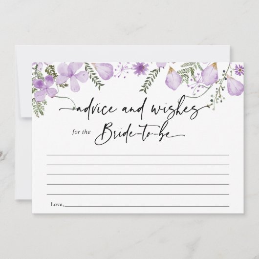 フローララベンダーのアドバイスと花嫁カードの願い 招待状 (正面)