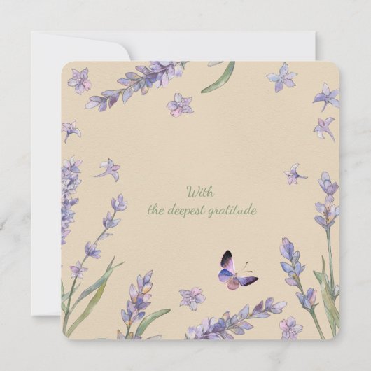 フローララベンダーグリーンリーサンキューメモリアルカード 招待状 (裏面)