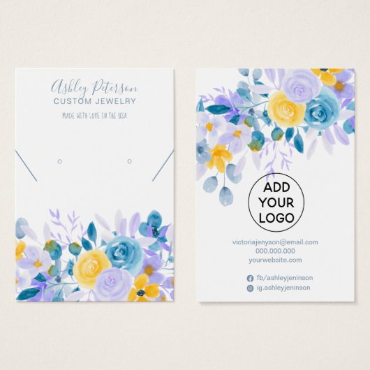 フローララベンダージュエリーイヤリングネックレスディスプレイ (正面&裏面)