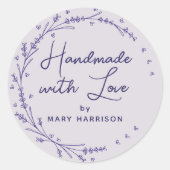フローララベンダーハートリース手作り ラウンドシール (正面)