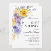 フローララベンダーパープルイエローゴールデン結婚ズ 招待状 (正面/裏面)