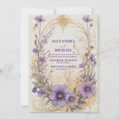 フローララベンダーパープルウォーター結婚カラー 招待状 (正面)