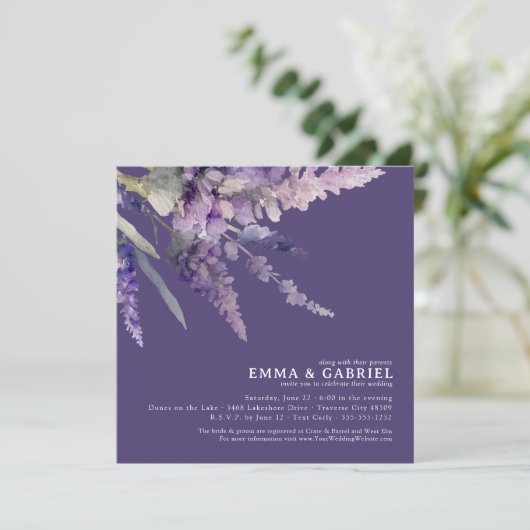 フローララベンダーパープル結婚スクエア 招待状 (スタンド正面)