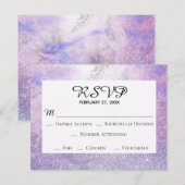 *~*フローララベンダーブルーグリッターエレガントウェディング 出欠カード (正面/裏面)
