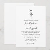 フローララベンダーミニマモダンリストホワイト 招待状 (正面/裏面)