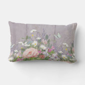 フローララベンダー牡丹素朴蝶ウッドアート ランバークッション (裏面)