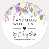 フローララベンダー薄紫スモールビジネスハンドメイドラブ ラウンドシール (正面)